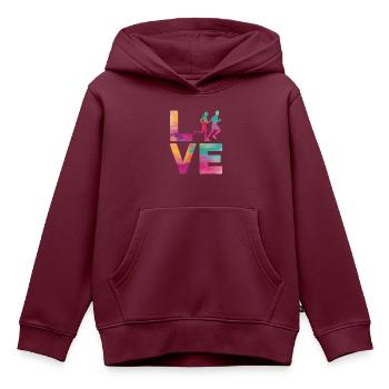 Running Runner Half Marathon - Kinder Premium Organic Hoodie - Burgunderrot - Vorne - AI Model Kid Female (0cm)