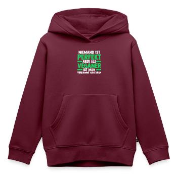 Fleischlos Vegan Pflanzlich Veganer - Kinder Premium Organic Hoodie - Burgunderrot - Vorne - AI Model Kid Female (0cm)