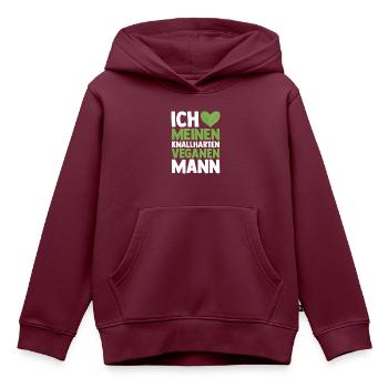 Fleischlos Vegan Pflanzlich Veganer - Kinder Premium Organic Hoodie - Burgunderrot - Vorne - AI Model Kid Female (0cm)
