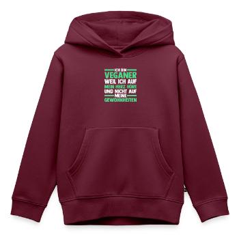 Fleischlos Vegan Pflanzlich Veganer - Kinder Premium Organic Hoodie - Burgunderrot - Vorne - AI Model Kid Female (0cm)