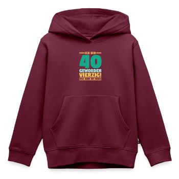 Vierzig Vierzigster 40 Jahre Geburtstag - Kinder Premium Organic Hoodie - Burgunderrot - Vorne - AI Model Kid Female (0cm)