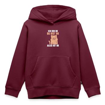 IchBin Ok Du Bist Ok Alles Ist Ok - Kinder Premium Organic Hoodie - Burgunderrot - Vorne - AI Model Kid Female (0cm)
