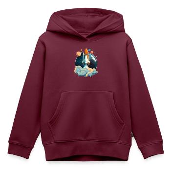 Raumschiff Space Shuttle Aufbruch in den Weltraum - Kinder Premium Organic Hoodie - Burgunderrot - Vorne - AI Model Kid Female (0cm)