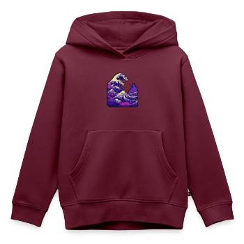 Tsunami-Welle japanische Kunst, niedrige Farbpalette - Kinder Premium Organic Hoodie - Burgunderrot - Vorne - AI Model Kid Female (0cm)