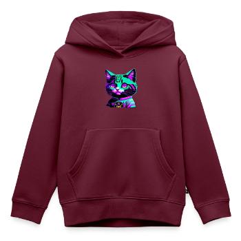 Funky cat - Kinder Premium Organic Hoodie - Burgunderrot - Vorne - AI Model Kid Female (0cm)