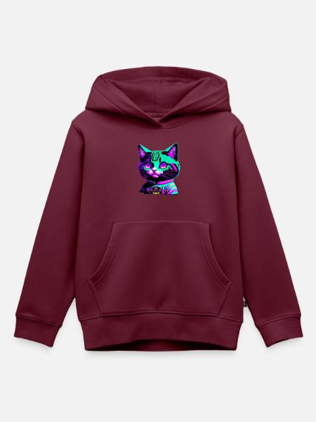 Funky cat - Kinder Premium Organic Hoodie - Burgunderrot