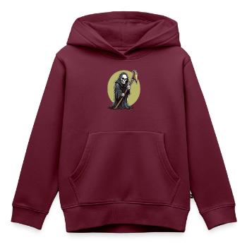 Grim Reaper - Kinder Premium Organic Hoodie - Burgunderrot - Vorne - AI Model Kid Female (0cm)