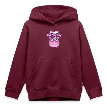 Bad hair day, Eule, Nest, Vogelnest,comic - Kinder Premium Organic Hoodie - Burgunderrot - Vorne - AI Model Kid Female (0cm)