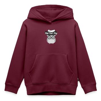 Bad hair day, Eule, Nest, Vogelnest,comic - Kinder Premium Organic Hoodie - Burgunderrot - Vorne - AI Model Kid Female (0cm)