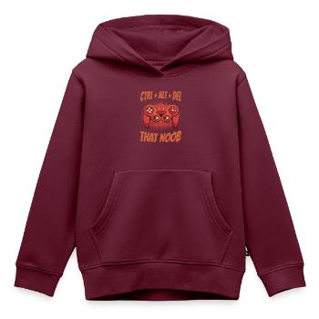 CTRL Alt Del That Noob Gamer Videospiel - Kinder Premium Organic Hoodie - Burgunderrot - Vorne - AI Model Kid Female (0cm)