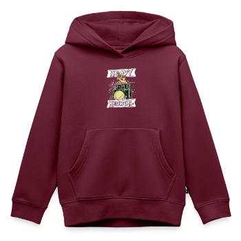 Heavy Meowtal Katze Heavy Metal Rock Headbanger Ca - Kinder Premium Organic Hoodie - Burgunderrot - Vorne - AI Model Kid Female (0cm)