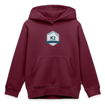 K2 Base Camp Trek - Kinder Premium Organic Hoodie - Burgunderrot - Vorne - AI Model Kid Female (0cm)