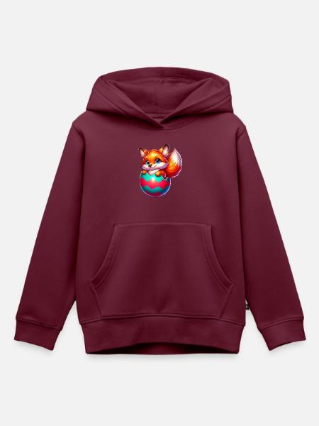 Schlüpfender Rotfuchs aus Osterei - Kinder Premium Organic Hoodie - Burgunderrot
