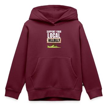 Unterstützen Sie Ihren lokalen Hillbilly - Kinder Premium Organic Hoodie - Burgunderrot - Vorne - AI Model Kid Female (0cm)