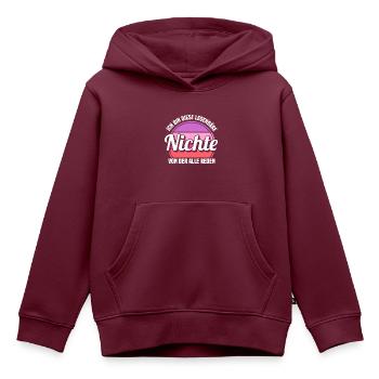 Nichte - Kinder Premium Organic Hoodie - Burgunderrot - Vorne - AI Model Kid Female (0cm)