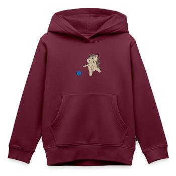 Pferd Fohlen spielt Bowling - Kinder Premium Organic Hoodie - Burgunderrot - Vorne - AI Model Kid Female (0cm)
