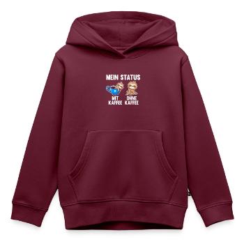 Faultier Mein Status Mit Kaffee Ohne Kaffee - Kinder Premium Organic Hoodie - Burgunderrot - Vorne - AI Model Kid Female (0cm)