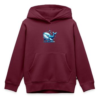 Süßer Wal mit Luftblasen im Polygon-Stil - Kinder Premium Organic Hoodie - Burgunderrot - Vorne - AI Model Kid Female (0cm)