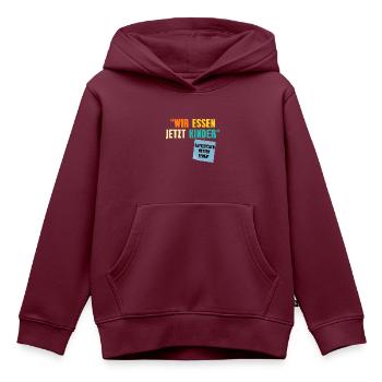Wir Essen Jetzt Kinder Satzzeichen Retten Leben - Kinder Premium Organic Hoodie - Burgunderrot - Vorne - AI Model Kid Female (0cm)