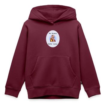 KEIN DRAMA DALAI LAMA DESIGN 8 volle Leinwand - Kinder Premium Organic Hoodie - Burgunderrot - Vorne - AI Model Kid Female (0cm)