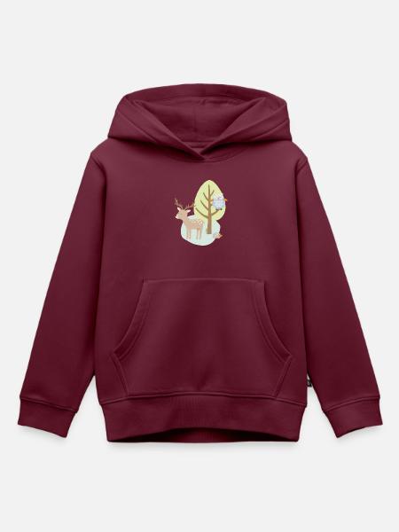 Patch_Hirsch2 - Kinder Premium Organic Hoodie - Burgunderrot