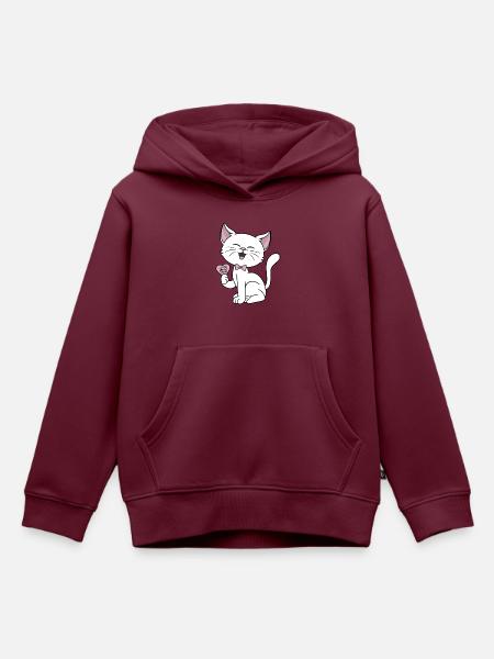 Katze Herz Miau Katzen Liebe Paare Valentinstag - Kinder Premium Organic Hoodie - Burgunderrot