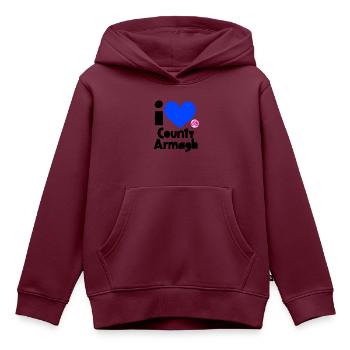 Grafschaft Armagh - Kinder Premium Organic Hoodie - Burgunderrot - Vorne - AI Model Kid Female (0cm)