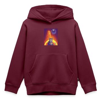Ägyptische Gottkatze - Kinder Premium Organic Hoodie - Burgunderrot - Vorne - AI Model Kid Female (0cm)