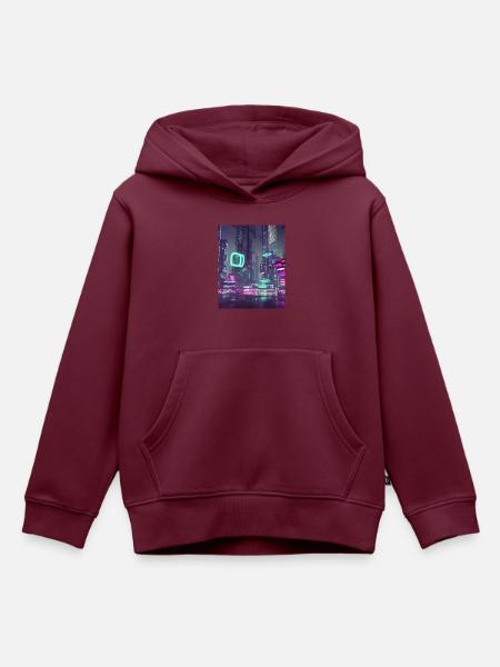 Futuristische Stadt - Kinder Premium Organic Hoodie - Burgunderrot