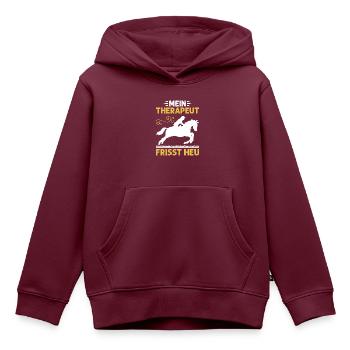 Mein Therapeut Frisst Heu Reiten - Kinder Premium Organic Hoodie - Burgunderrot - Vorne - AI Model Kid Female (0cm)