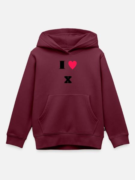I love X - Kinder Premium Organic Hoodie - Burgunderrot