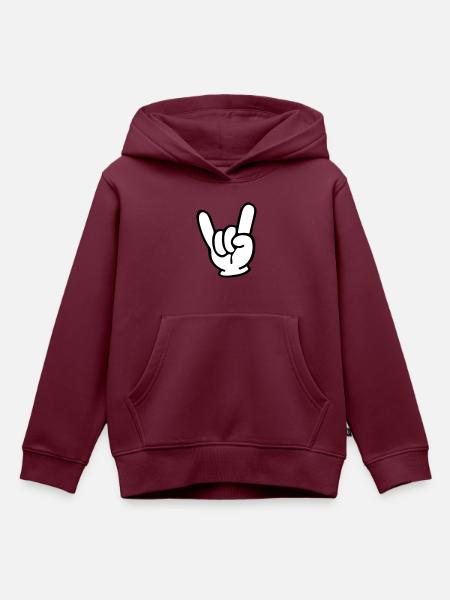 Rock Hand - Kinder Premium Organic Hoodie - Burgunderrot