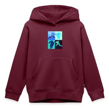 Eishockey, Hockey, Graffi, bunt, stencil - Kinder Premium Organic Hoodie - Burgunderrot - Vorne - AI Model Kid Female (0cm)