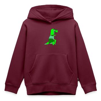Dino T-Rex Kunstwerk - Kinder Premium Organic Hoodie - Burgunderrot - Vorne - AI Model Kid Female (0cm)