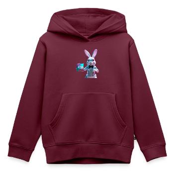 Cam Rabbit - Kinder Premium Organic Hoodie - Burgunderrot - Vorne - AI Model Kid Female (0cm)