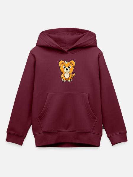 Neugieriger tibetischer Spaniel-Hund Kunstdruck - Kinder Premium Organic Hoodie - Burgunderrot