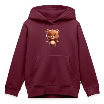 Teddy Tom - Kinder Premium Organic Hoodie - Burgunderrot - Vorne - AI Model Kid Female (0cm)