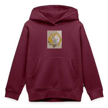Hase des Vollmondes - Kinder Premium Organic Hoodie - Burgunderrot - Vorne - AI Model Kid Female (0cm)