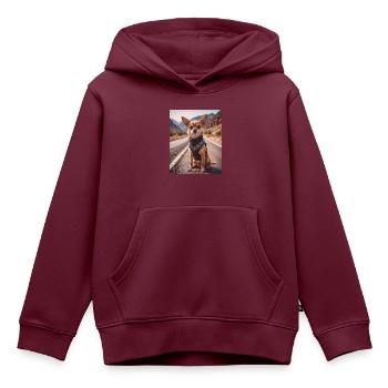 super süße hunde mode opfer Chihuahua Biker - Kinder Premium Organic Hoodie - Burgunderrot - Vorne - AI Model Kid Female (0cm)