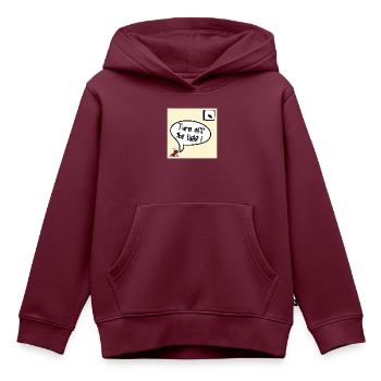 Mach das Licht aus - Kinder Premium Organic Hoodie - Burgunderrot - Vorne - AI Model Kid Female (0cm)