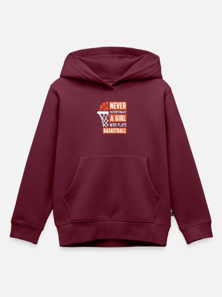 Basketball Mädchen Streetball - Kinder Premium Organic Hoodie - Burgunderrot