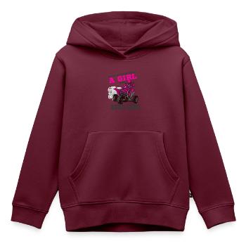 Quad - Kinder Premium Organic Hoodie - Burgunderrot - Vorne - AI Model Kid Female (0cm)