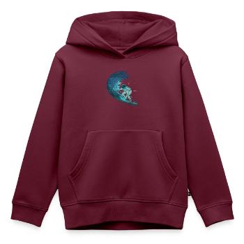 ASTRONAUT WELTALL SURFER SURF SURFING SURFEN MOTIV - Kinder Premium Organic Hoodie - Burgunderrot - Vorne - AI Model Kid Female (0cm)
