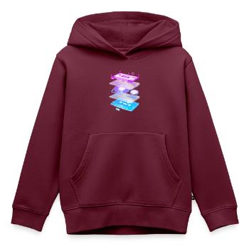 Cassette Explosion - Kinder Premium Organic Hoodie - Burgunderrot - Vorne - AI Model Kid Female (0cm)