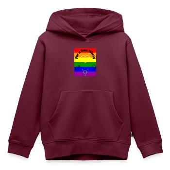 For a free World - Kinder Premium Organic Hoodie - Burgunderrot - Vorne - AI Model Kid Female (0cm)