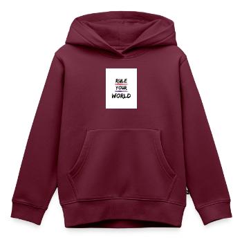 Regiere deine Welt - Kinder Premium Organic Hoodie - Burgunderrot - Vorne - AI Model Kid Female (0cm)
