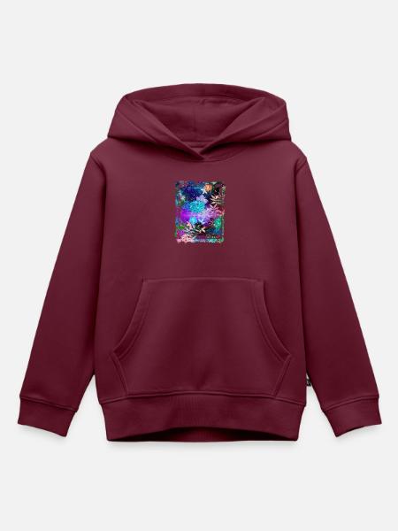 Japanisches Blumenmuster Chrysanthemenkirsche - Kinder Premium Organic Hoodie - Burgunderrot