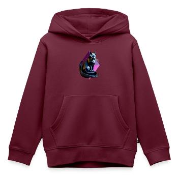 Schwarzes Katzen-Origami-Profil - Kinder Premium Organic Hoodie - Burgunderrot - Vorne - AI Model Kid Female (0cm)