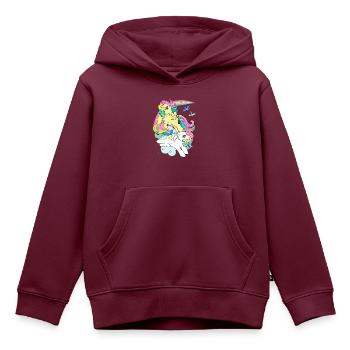 My Little Pony Retro Ponys Mit Bunter Mähne - Kinder Premium Organic Hoodie - Burgunderrot - Vorne - AI Model Kid Female (0cm)