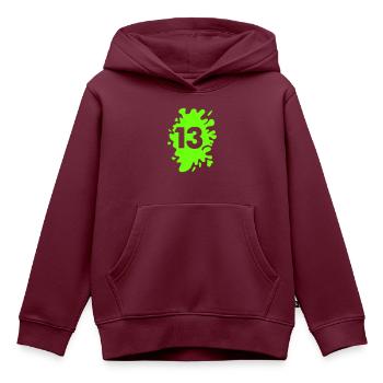 Klecks 13 - Kinder Premium Organic Hoodie - Burgunderrot - Vorne - AI Model Kid Female (0cm)